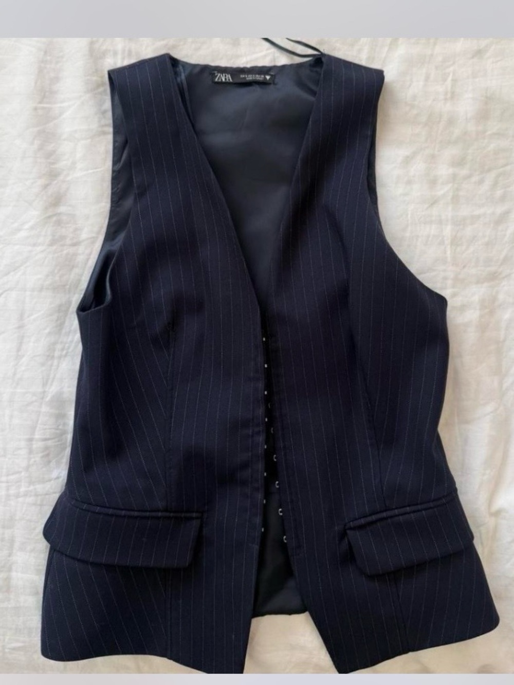 Zara Pinstripe Hook and eye closure vest